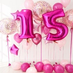 Композиция из шариков "На 15 лет Фуксия"