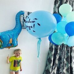 Композиция из шаров "Голубая с диплодоком"