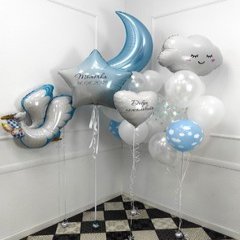 Композиция из шаров "Для малыша с аистом"