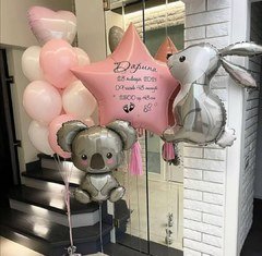 Композиция из шаров "С Зайкой и коалой для малышки"