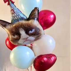 Фонтан из шаров "С грустным котом"