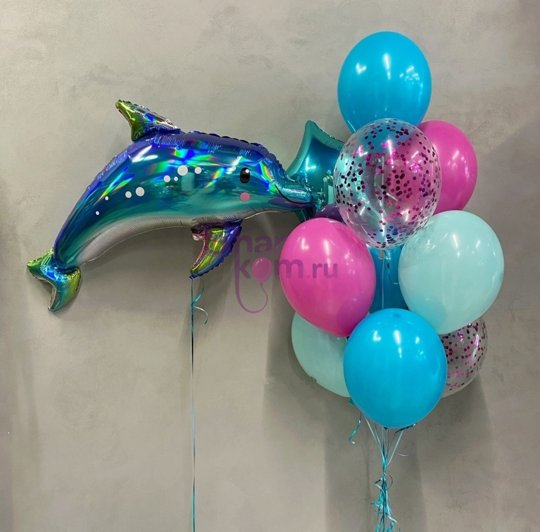 Композиция из шаров "Дельфин для девочки"