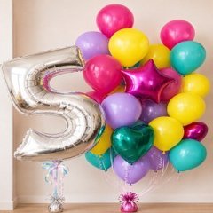 Композиция из шаров "Яркие фонтаны на 5 лет"