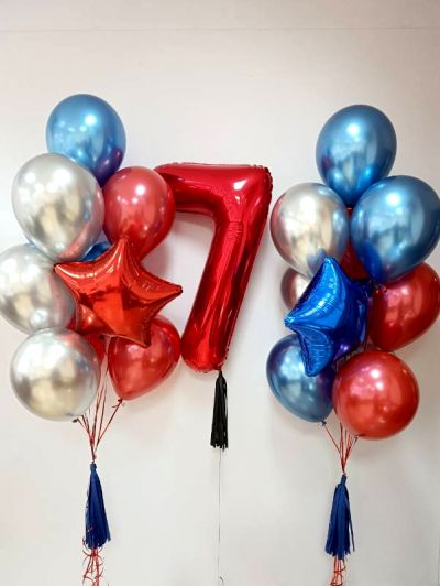 Фото заказа перед отправкой: Композиция из шаров "Хром на 7 лет"